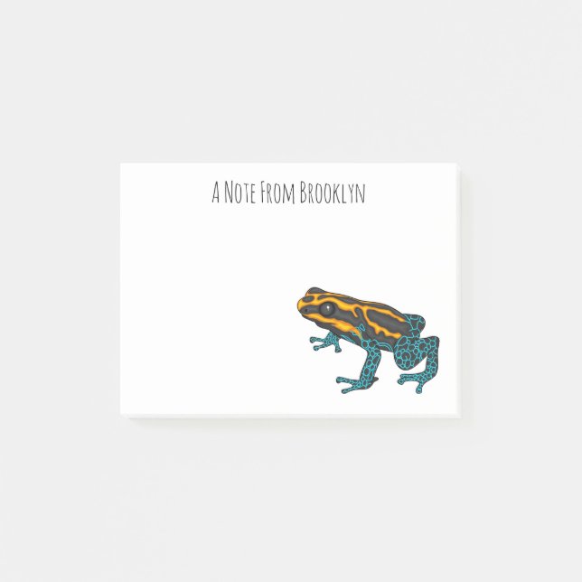 Poison dart frog cartoon illustration  post-it notes (Front)