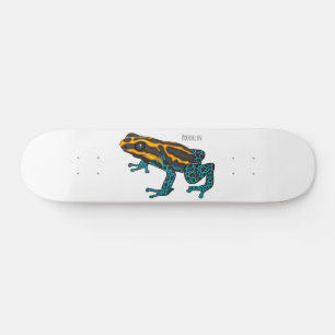 Poison dart frog cartoon illustration skateboard