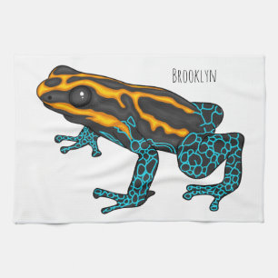 Poison dart frog cartoon illustration tea towel