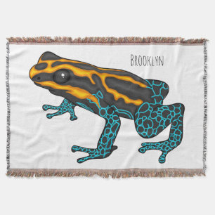 Poison dart frog cartoon illustration  throw blanket