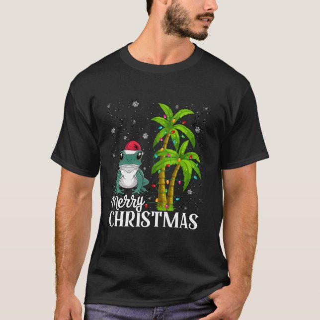 Poison Dart Frog Lovers Men Women Xmas Tree Lights T-Shirt (Front)