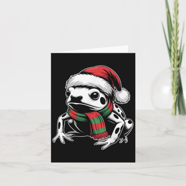 Poison Dart Frog Xmas Santa Hat Scarf Christmas Co Card (Front)