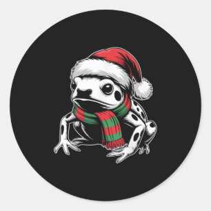 Poison Dart Frog Xmas Santa Hat Scarf Christmas Co Classic Round Sticker
