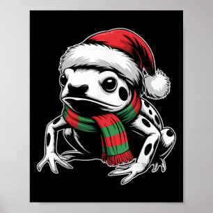Poison Dart Frog Xmas Santa Hat Scarf Christmas Co Poster