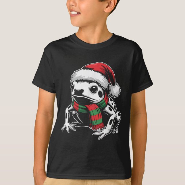Poison Dart Frog Xmas Santa Hat Scarf Christmas Co T-Shirt (Front)
