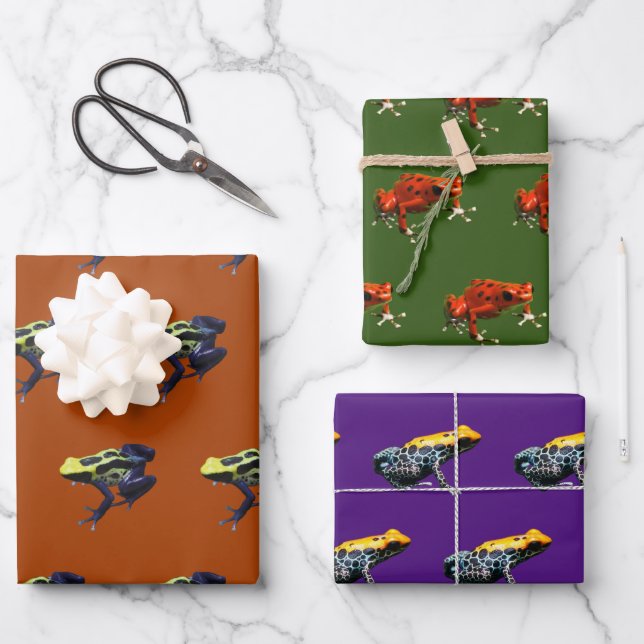 Poison Dart Frogs Wrapping Paper Sheet (Front)