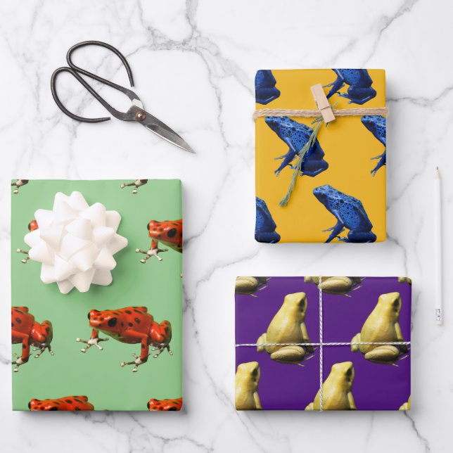 Poison Dart Frogs Wrapping Paper Sheets (Front)
