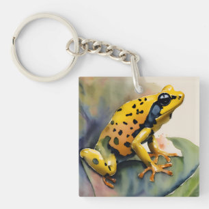 Poison Dart Yellow Frog Watercolor Key Ring