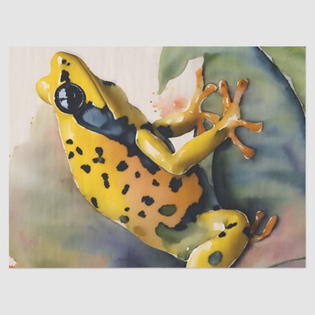Poison Dart Yellow Frog Watercolor Tissue Paper (Front)