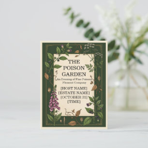  Poison Garden Halloween Invitation   Dark Botanic Postcard