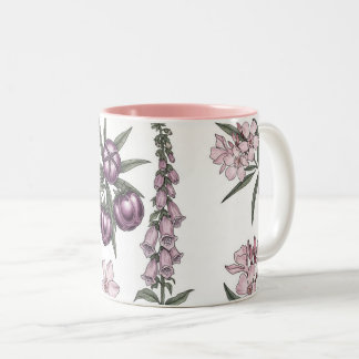 "Poison Garden Mug, Vintage Botanical Illustration Two-Tone Coffee Mug
