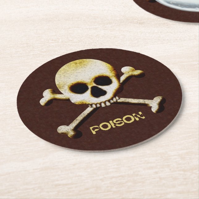 Poison Halloween Party Food Round Paper Coaster (Angled)