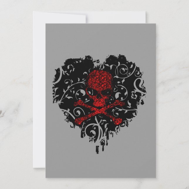 Poison Heart Skull Gothic Bridal Shower Invitation (Front)