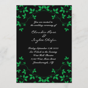 Poison Ivy Black & Green Gothic Wedding Invitation
