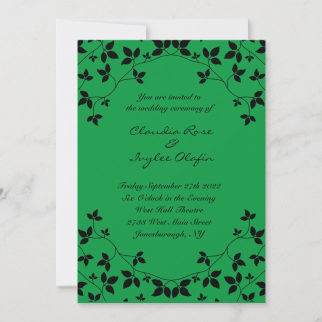 Poison Ivy Green & Black Gothic Wedding Invitation (Front)