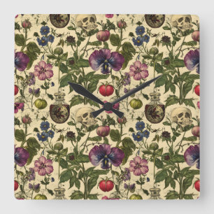 Poison Petals Square Wall Clock