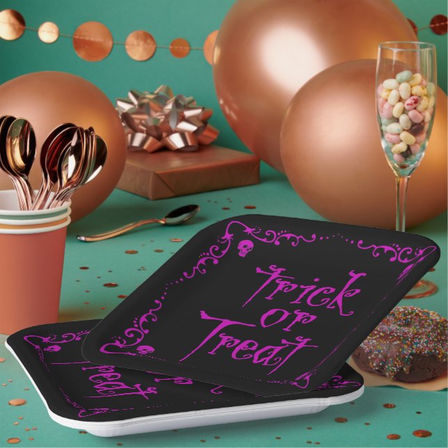 Poison Purple Trick or Treat Paper Plate (Multi)
