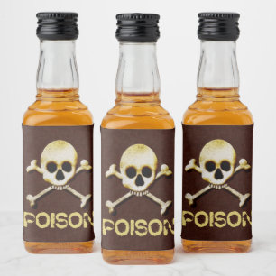 Poison Skull And Crossbones Design Liquor Bottle Label