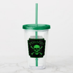 Poison Skull and Crossbones Halloween Design Print Acrylic Tumbler