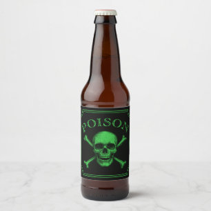 Poison Skull and Crossbones Halloween Design Print Beer Bottle Label