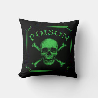 Poison Skull and Crossbones Halloween Design Print Cushion