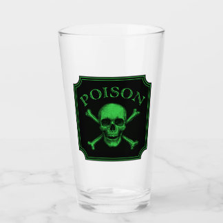 Poison Skull and Crossbones Halloween Design Print Glass