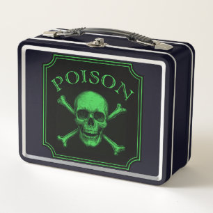 Poison Skull and Crossbones Halloween Design Print Metal Lunch Box