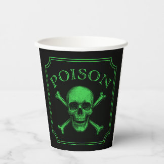 Poison Skull and Crossbones Halloween Design Print Paper Cups