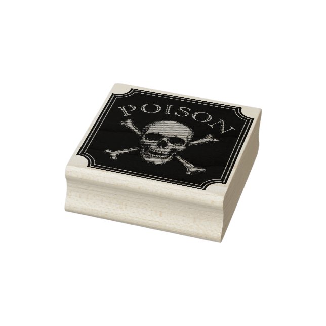 Poison Skull and Crossbones Halloween Design Print Rubber Stamp (Stamp)