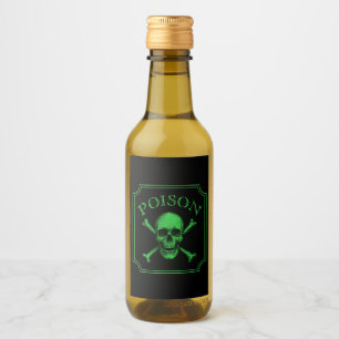 Poison Skull and Crossbones Halloween Design Print Wine Label