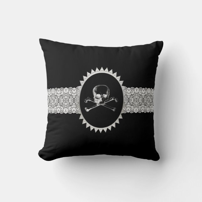Poison Skull Cameo Goth Throw Pillow (Front)