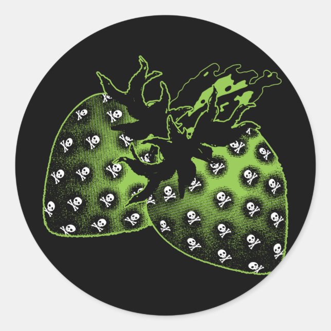 Poison Strawberries Classic Round Sticker (Front)