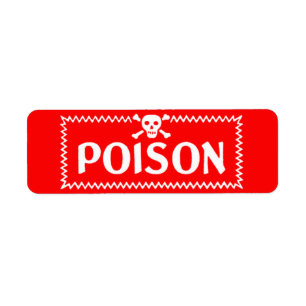 Poison Vintage Red Crossbones Danger Label