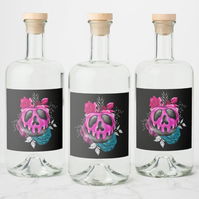Poisoned Candy Apple With Flowers Liquor Bottle Label (Bottles)