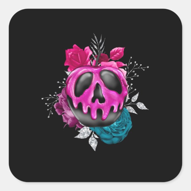 Poisoned Candy Apple With Flowers  Square Sticker (Front)