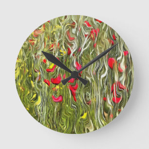 Poisoned Poppies Surrealistic Abstract Art Round Clock