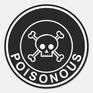 Poisonous white black circle skull sticker