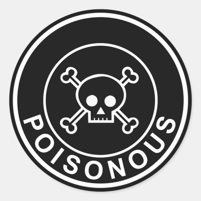 Poisonous white black circle skull sticker (Front)