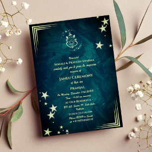 Poite Janeu Upanayanam Hindu Holy Thread Blue Gold Invitation