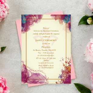 Poite Janeu Upanayanam Hindu Holy Thread Blue Gold Invitation