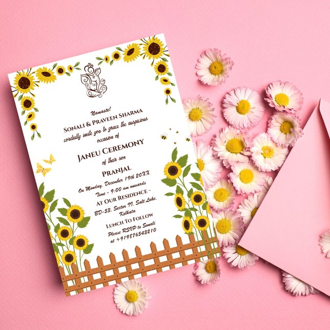 Poite Janeu Upanayanam Hindu Holy Thread Blue Gold Invitation (Creator Uploaded)