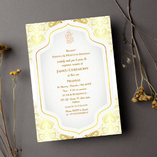 Poite Janeu Upanayanam Hindu Holy Thread Blue Gold Invitation