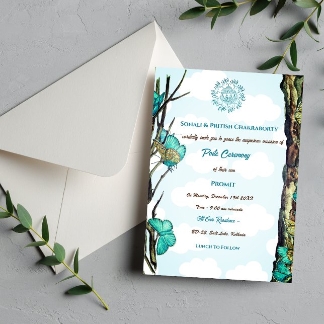 Poite Janeu Upanayanam Hindu Holy Thread Butterfly Invitation (Creator Uploaded)