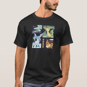 Pok mon Eevee Glaceon Leafeon Evolution Ice Grass  T-Shirt