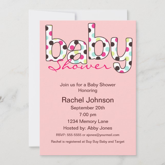 Poka Dot Baby Shower Invitation (Front)