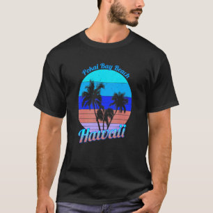 Pokai Bay Beach Hawaii Retro Tropical Palm Trees V T-Shirt
