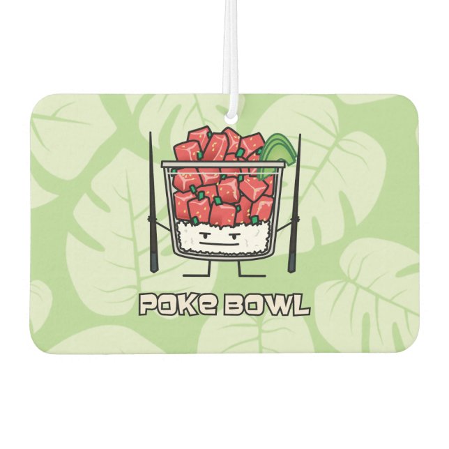 Poke bowl Hawaii raw fish salad chopsticks aku Car Air Freshener (Front)