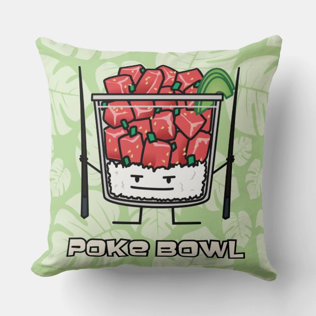 Poke bowl Hawaii raw fish salad chopsticks aku Cushion (Front)