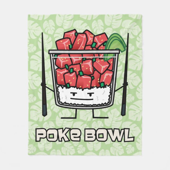 Poke bowl Hawaii raw fish salad chopsticks aku Fleece Blanket (Front)