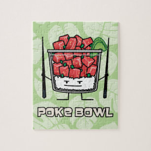 Poke bowl Hawaii raw fish salad chopsticks aku Jigsaw Puzzle